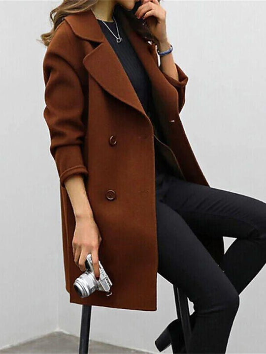 Women’s Double-Breasted Belted Trench Coat with Fitted Silhouette