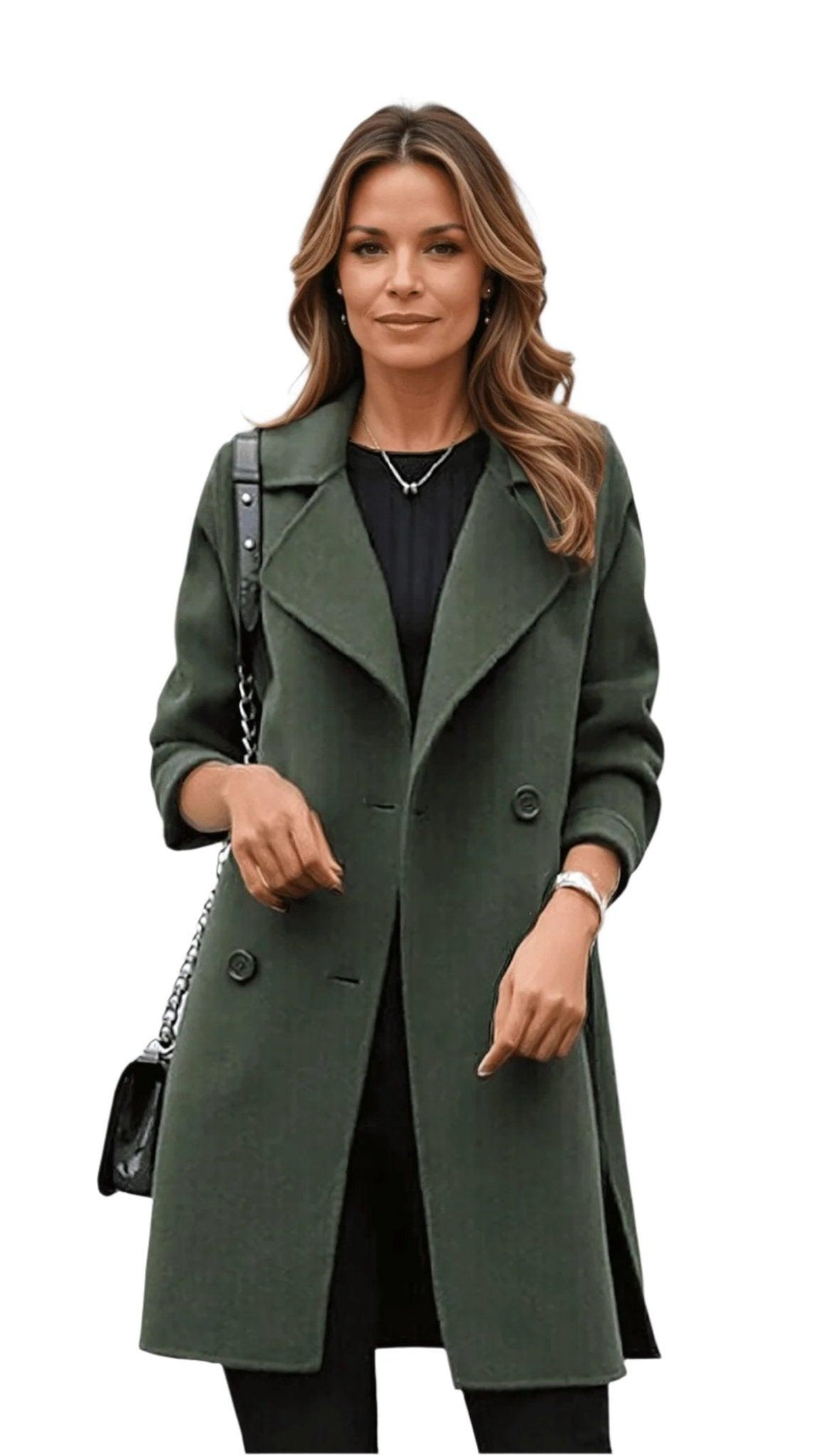 Women’s Double-Breasted Belted Trench Coat with Fitted Silhouette