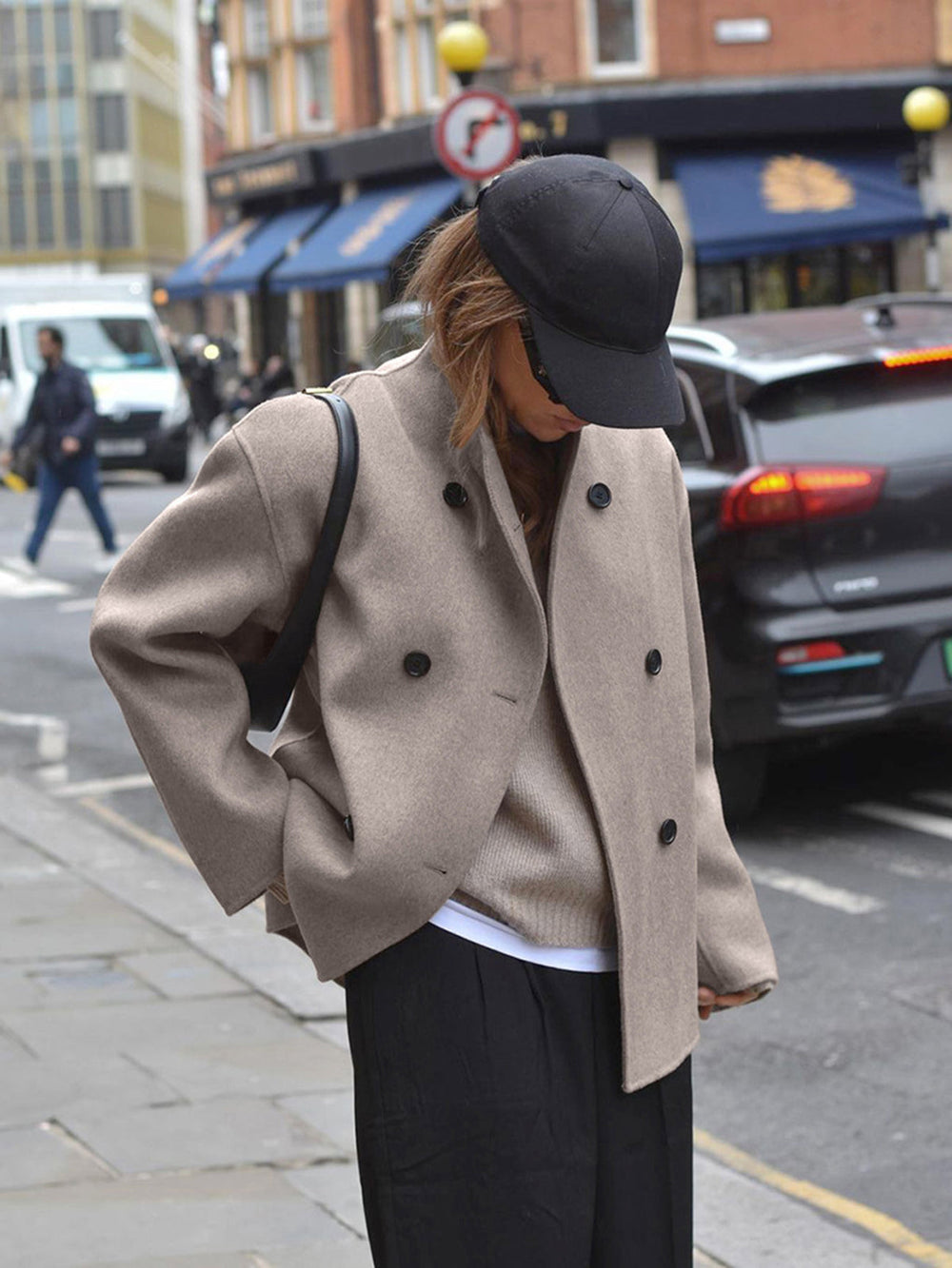 Women's Double-Breasted Peacoat – Warm Relaxed Winter Coat