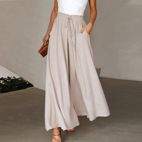 Women’s Drawstring Palazzo Pants – High-Waisted Wide-Leg Trousers
