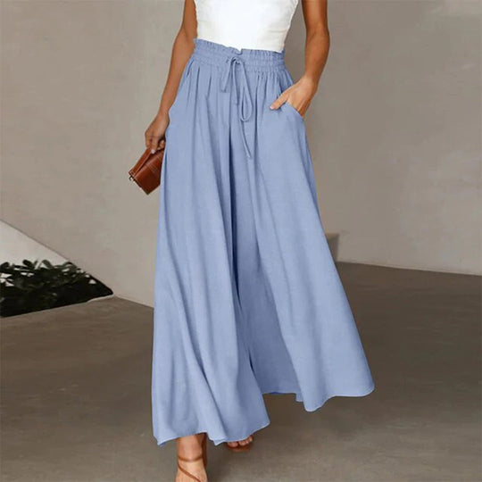 Women’s Drawstring Palazzo Pants – High-Waisted Wide-Leg Trousers