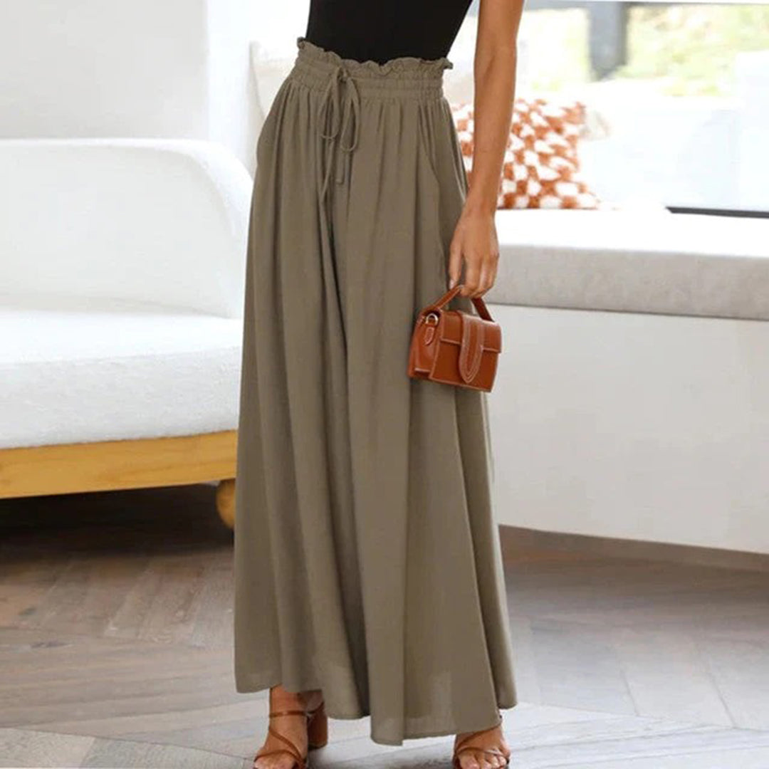 Women’s Drawstring Palazzo Pants – High-Waisted Wide-Leg Trousers