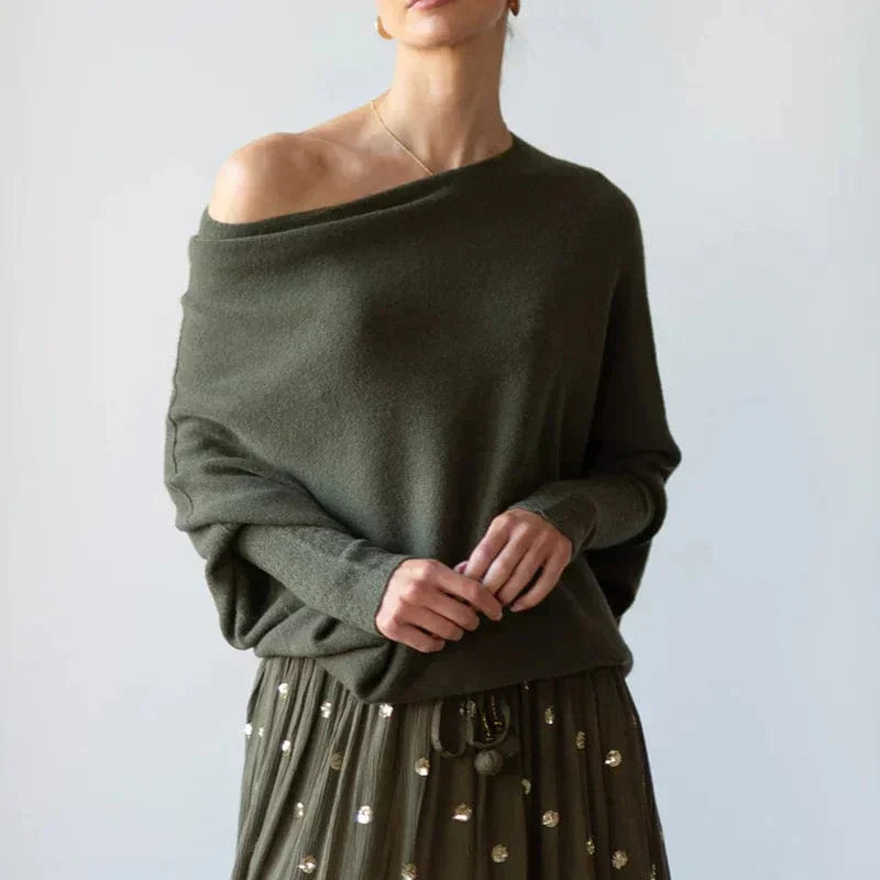 Women’s Dropped-Shoulder Sweater – Soft Modern Relaxed Knit