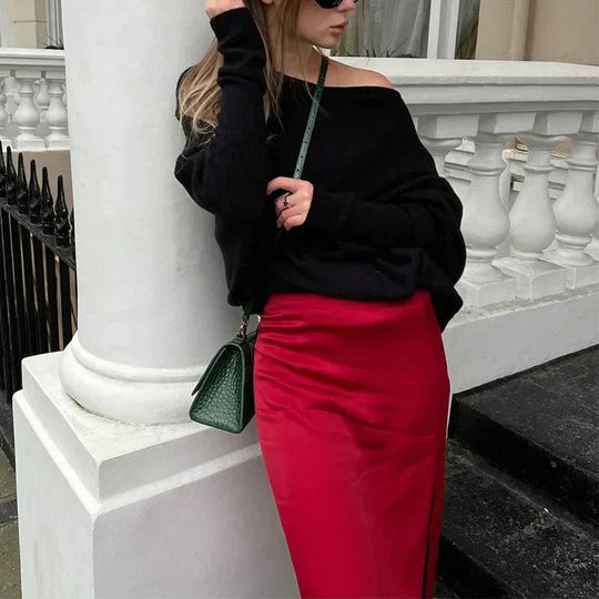 Women’s Dropped-Shoulder Sweater – Soft Modern Relaxed Knit