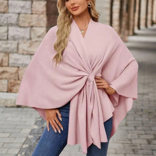 Women’s Elegant Bow Poncho – Lightweight Flowing Layer