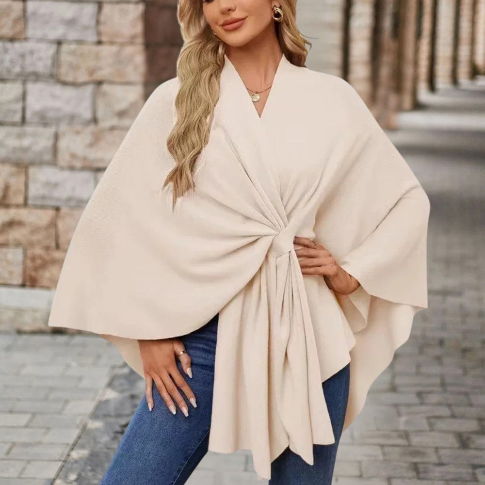 Women’s Elegant Bow Poncho – Lightweight Flowing Layer