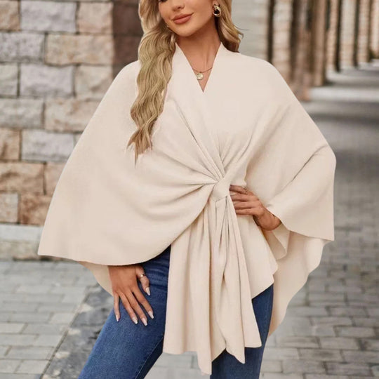 Women’s Elegant Bow Poncho – Lightweight Flowing Layer
