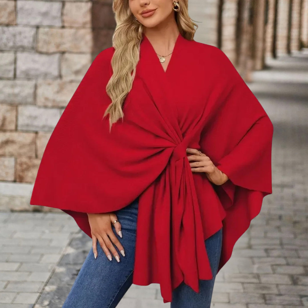 Women’s Elegant Bow Poncho – Lightweight Flowing Layer