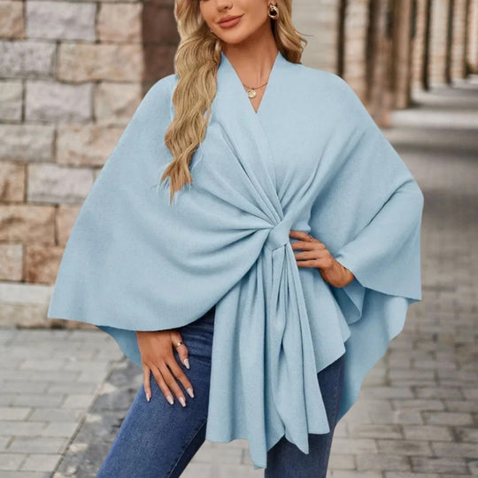 Women’s Elegant Bow Poncho – Lightweight Flowing Layer