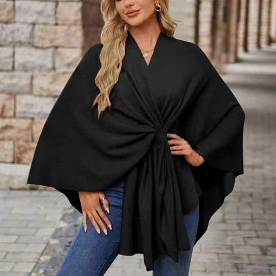 Women’s Elegant Bow Poncho – Lightweight Flowing Layer