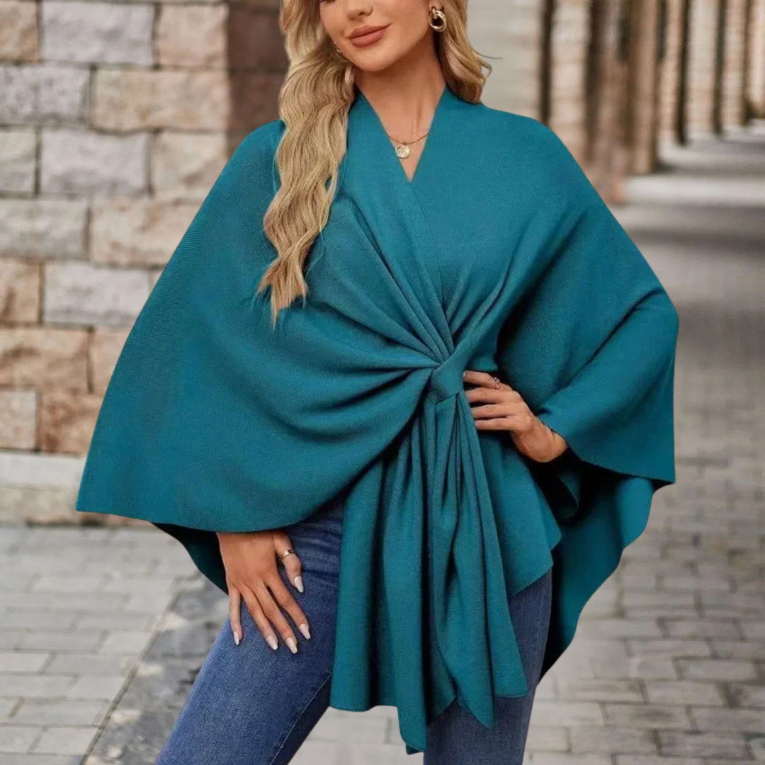 Women’s Elegant Bow Poncho – Lightweight Flowing Layer