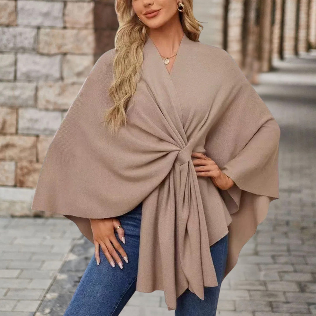 Women’s Elegant Bow Poncho – Lightweight Flowing Layer