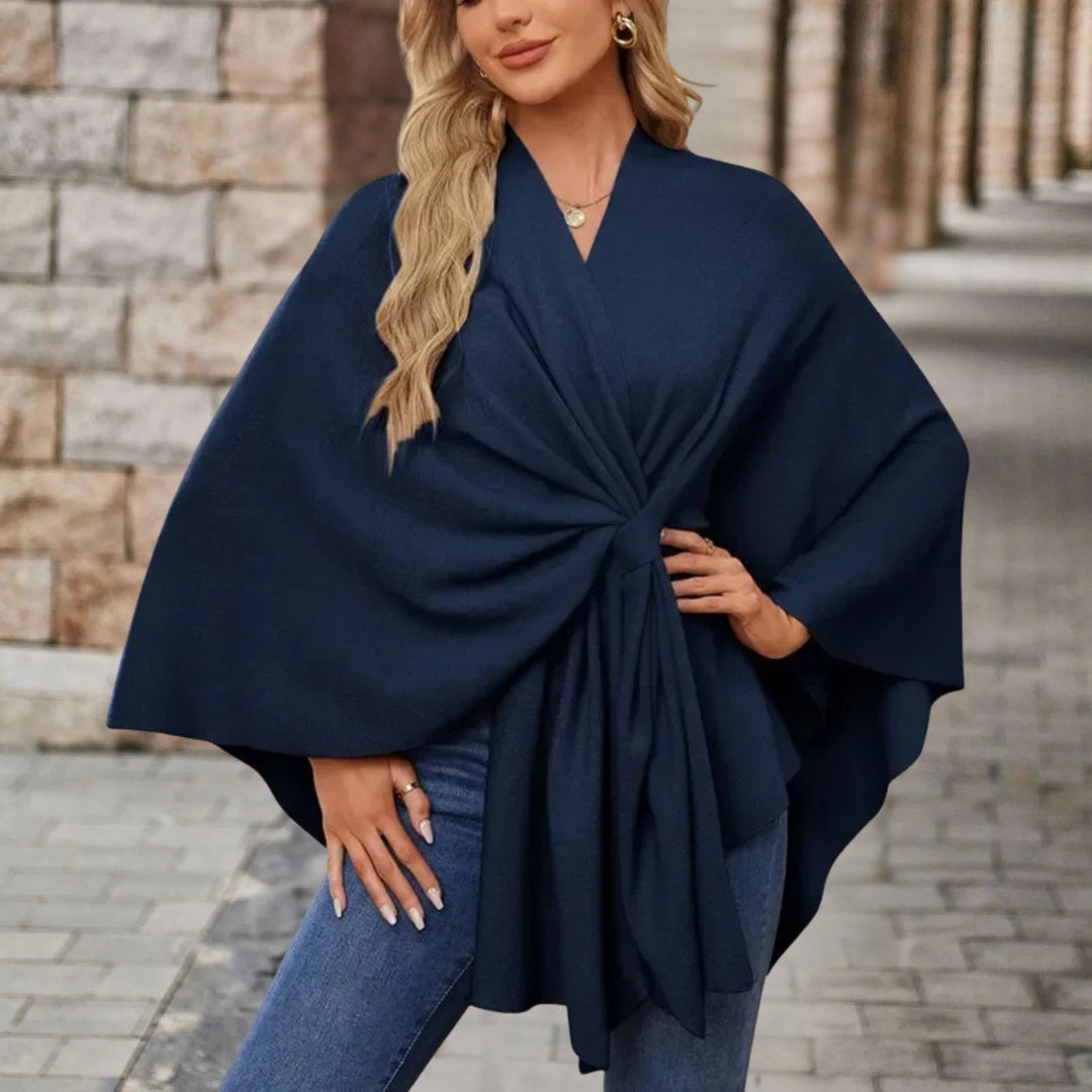 Women’s Elegant Bow Poncho – Lightweight Flowing Layer