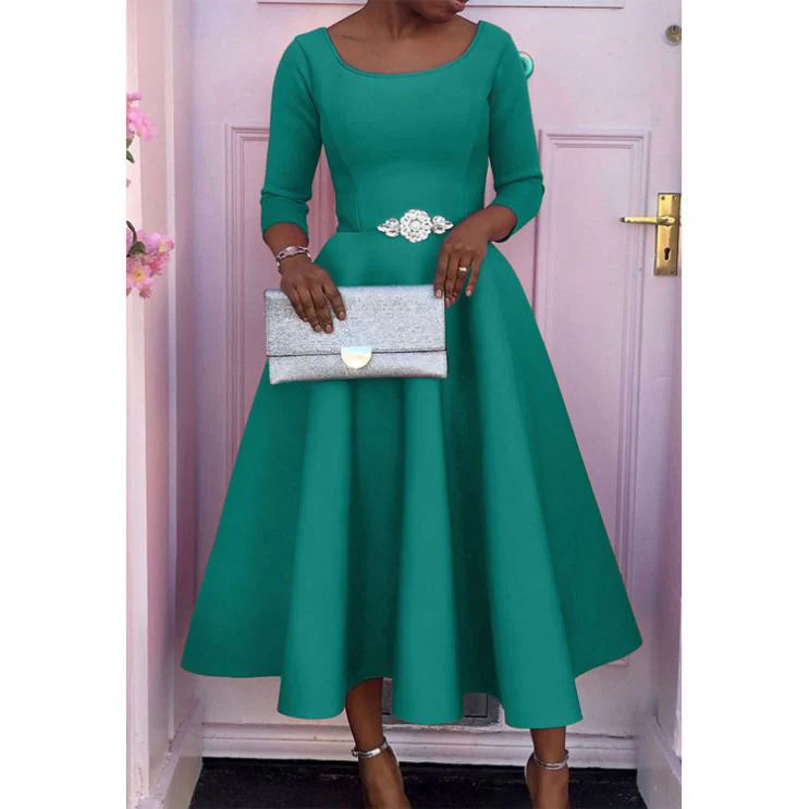 Women's Elegant Midi Summer Dress – Lightweight Flowing Occasion Style