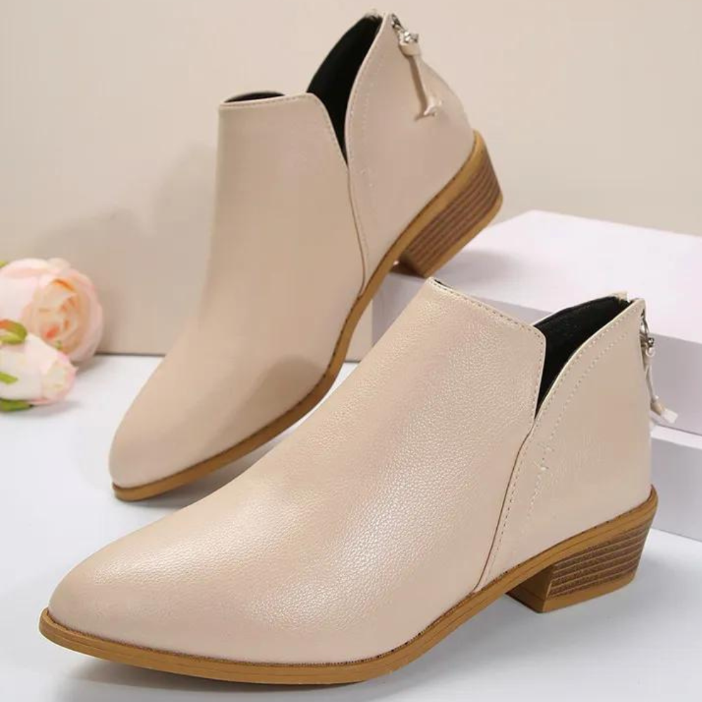 Women's Elegant Slip-On Ankle Boots – Comfortable Medium Heel