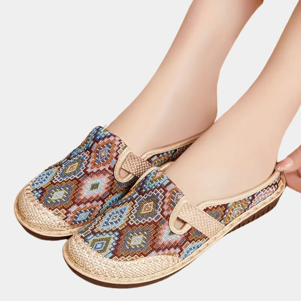 Women's Embroidered PU Leather Summer Mules, Sizes 35–42