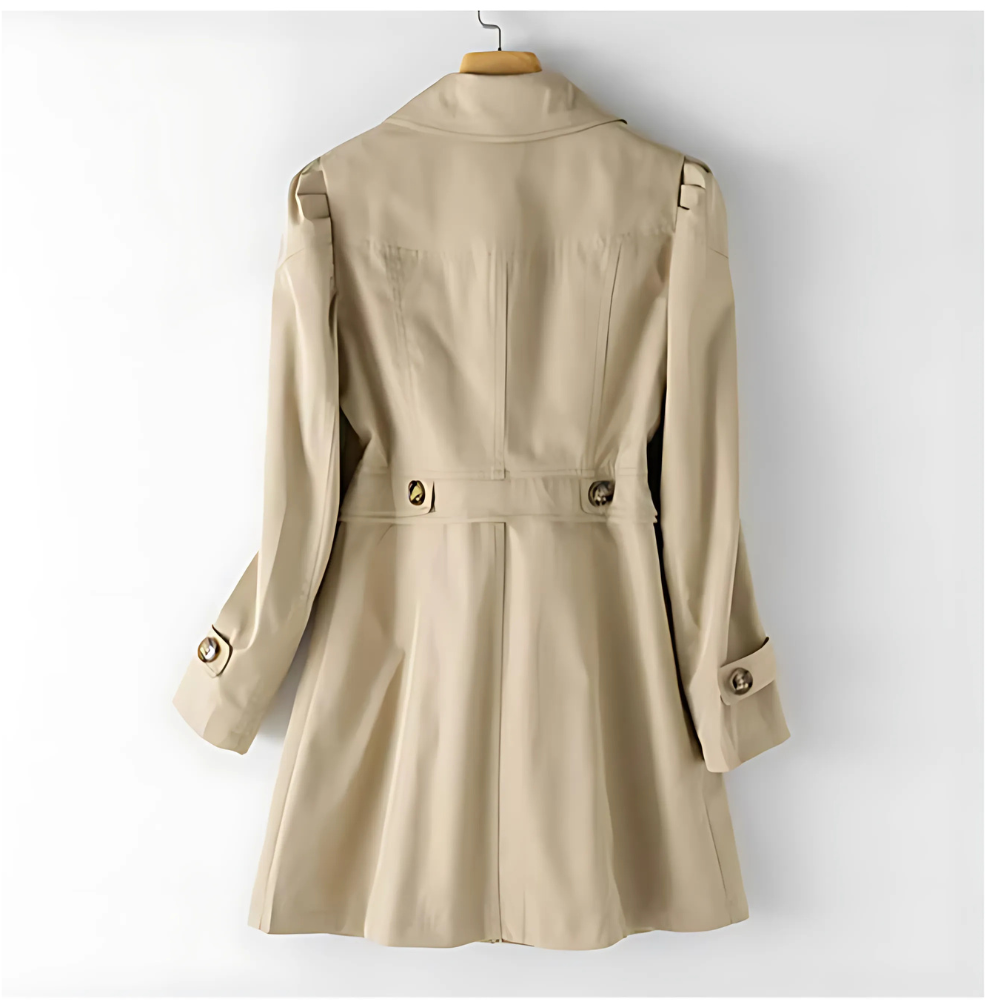 Women’s Fitted Button-Front Trench Coat with Classic Collar