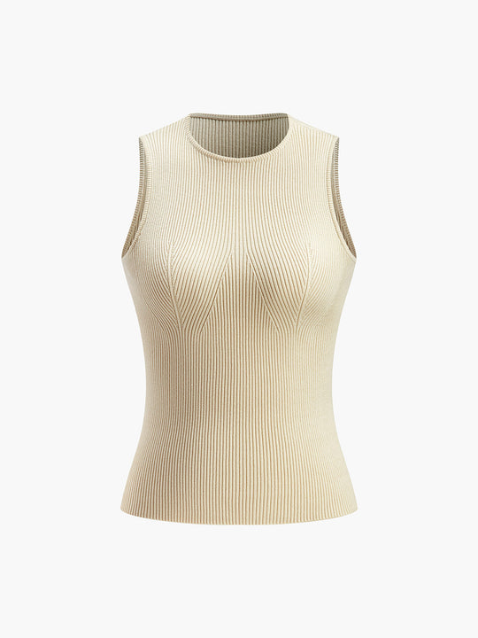 Women’s Fitted Ribbed Tank Top – Sleeveless Crew-Neck Layering Essential
