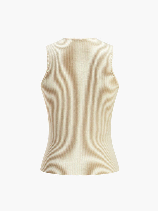 Women’s Fitted Ribbed Tank Top – Sleeveless Crew-Neck Layering Essential