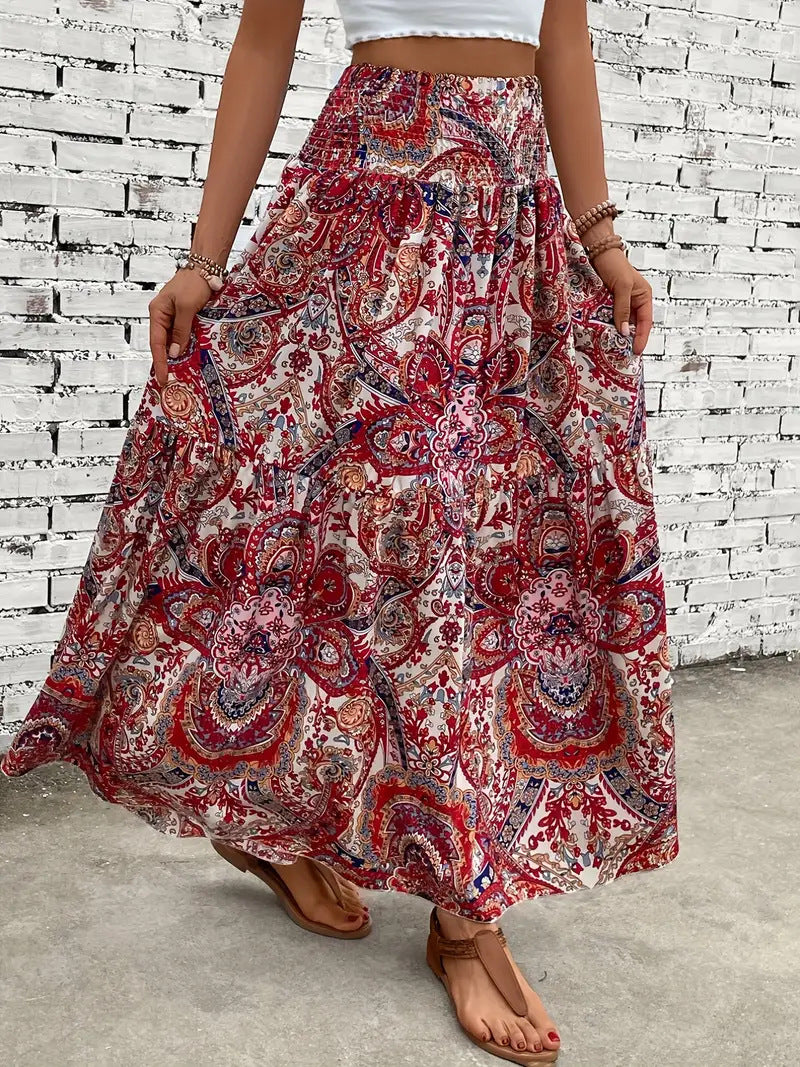 Women's Floral A-Line Summer Skirt with Light Lining