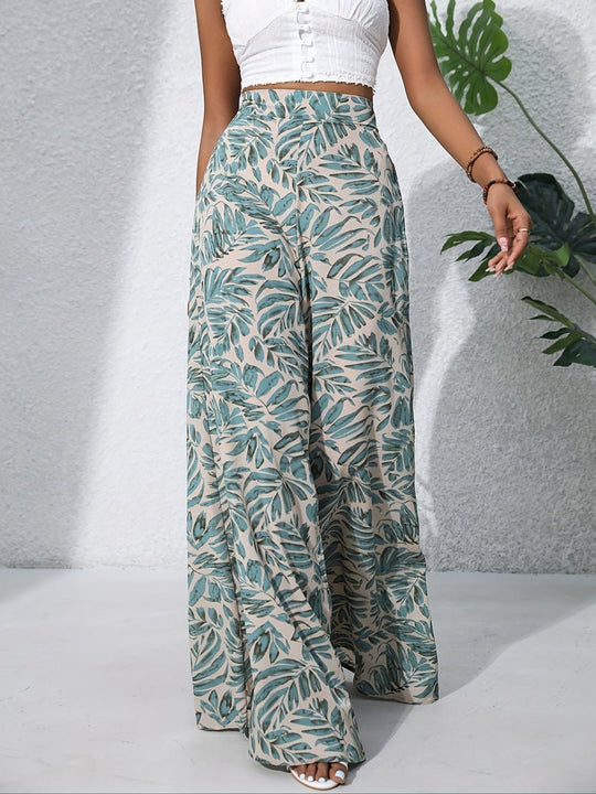 Women’s Floral Palazzo Pants – High-Waisted Wide-Leg Summer Trousers
