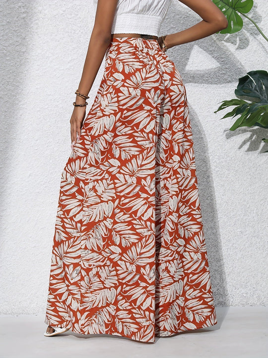 Women’s Floral Palazzo Pants – High-Waisted Wide-Leg Summer Trousers