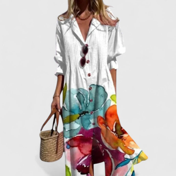 Women's Flowing Bohemian Dress – Colourful Midi or Maxi Summer Style