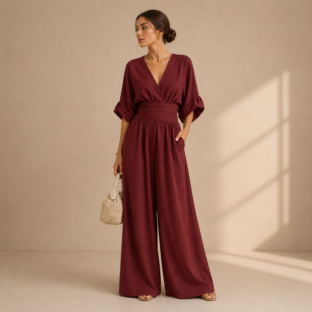 Women's Flowing Jumpsuit – Flattering Chic Day-to-Evening Outfit