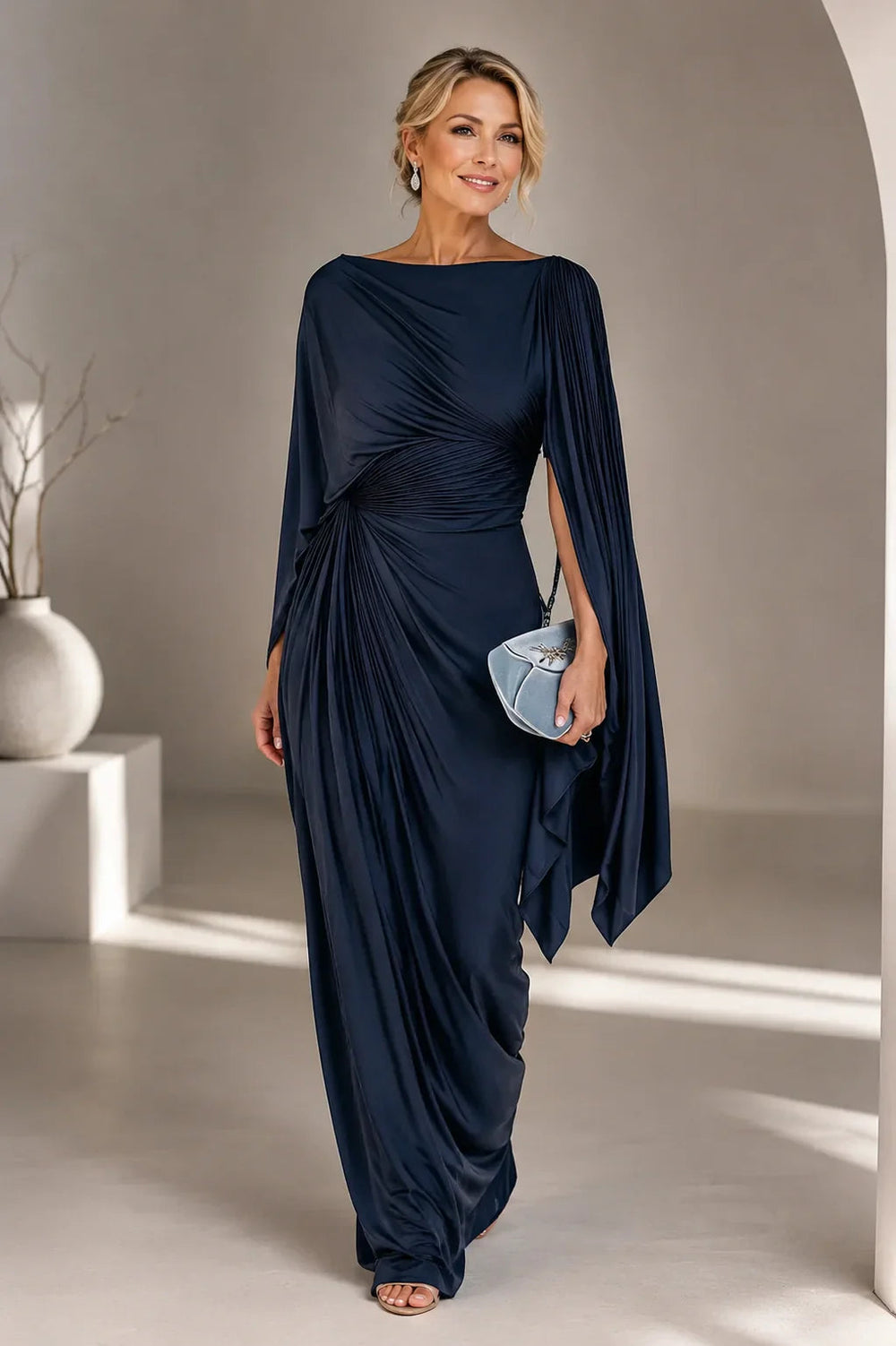 Women's Flowing Pleated Maxi Dress – Elegant Occasion Style