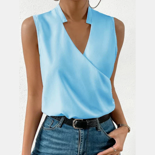 Women’s Flowing Sleeveless V-Neck Top – Office and Summer Style