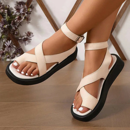 Women’s Gladiator Sandals with Adjustable Buckles and Thick Cushioned Sole