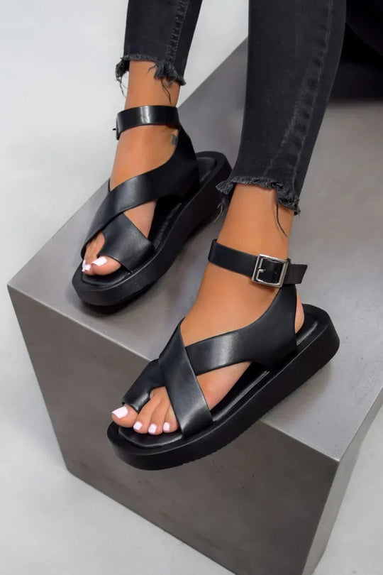 Women’s Gladiator Sandals with Adjustable Buckles and Thick Cushioned Sole