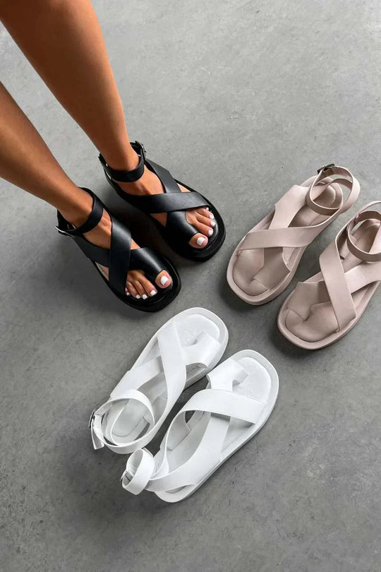 Women’s Gladiator Sandals with Adjustable Buckles and Thick Cushioned Sole