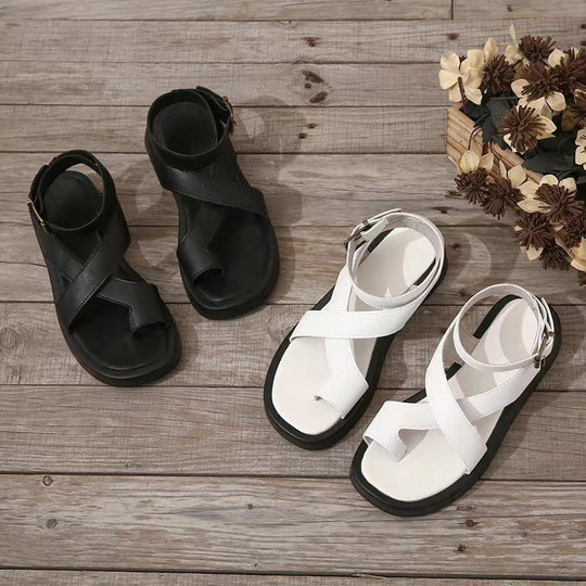 Women’s Gladiator Sandals with Adjustable Buckles and Thick Cushioned Sole