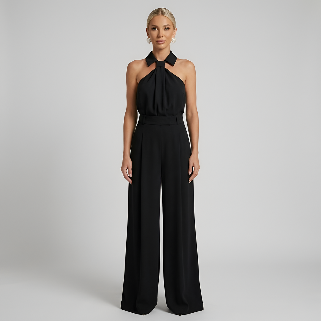Women’s Halter Wide-Leg Jumpsuit – Flowing Outfit for Parties and Ceremonies