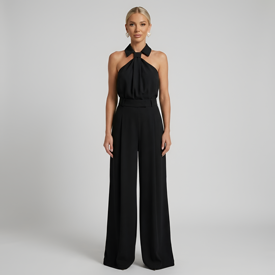 Women’s Halter Wide-Leg Jumpsuit – Flowing Outfit for Parties and Ceremonies