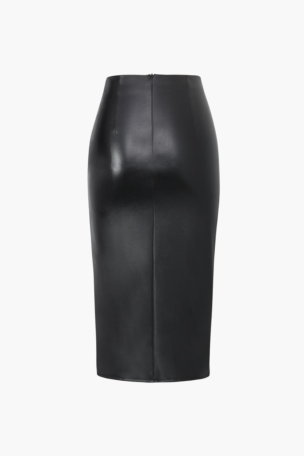 Women's High-Waisted Asymmetrical Faux-Leather Midi Skirt