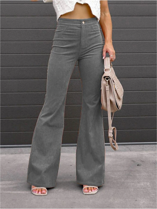 Women’s High-Waisted Corduroy Flare Pants – Retro 1970s Trousers