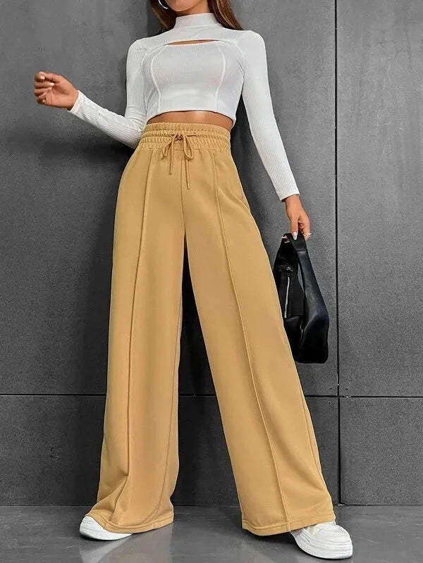 Women’s High-Waisted Lounge Pants – Lightweight Wide-Leg Trousers