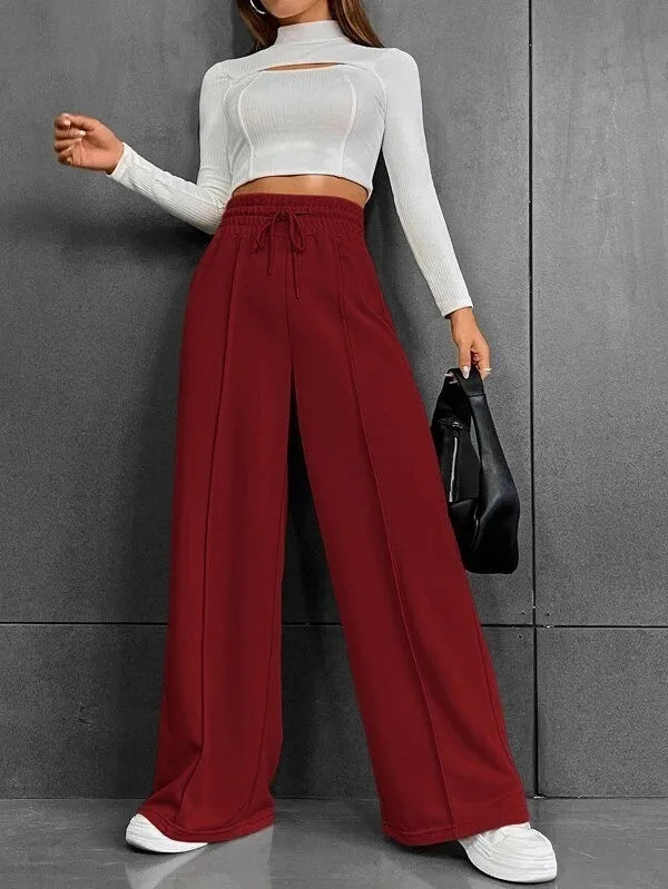 Women’s High-Waisted Lounge Pants – Lightweight Wide-Leg Trousers