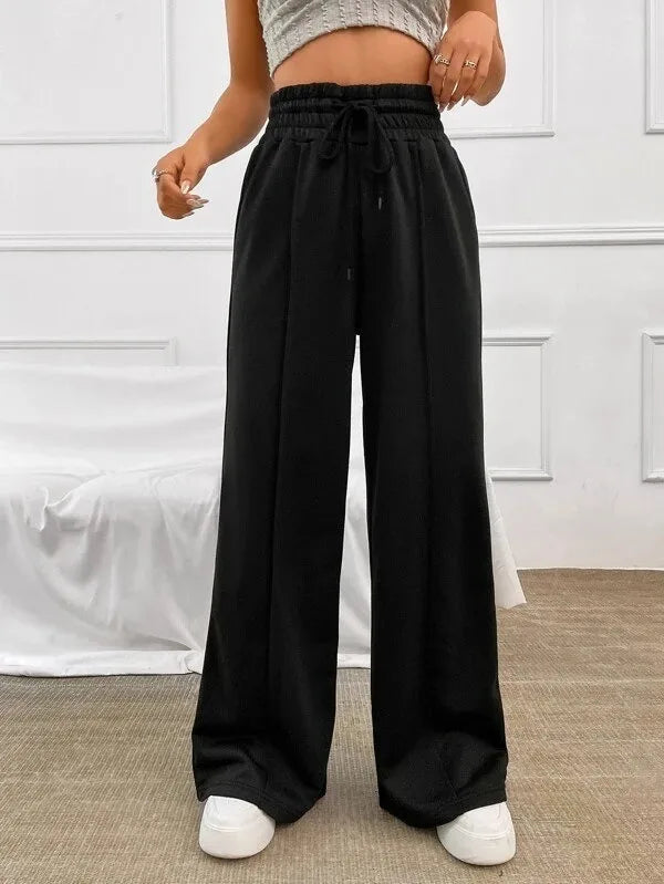 Women’s High-Waisted Lounge Pants – Lightweight Wide-Leg Trousers