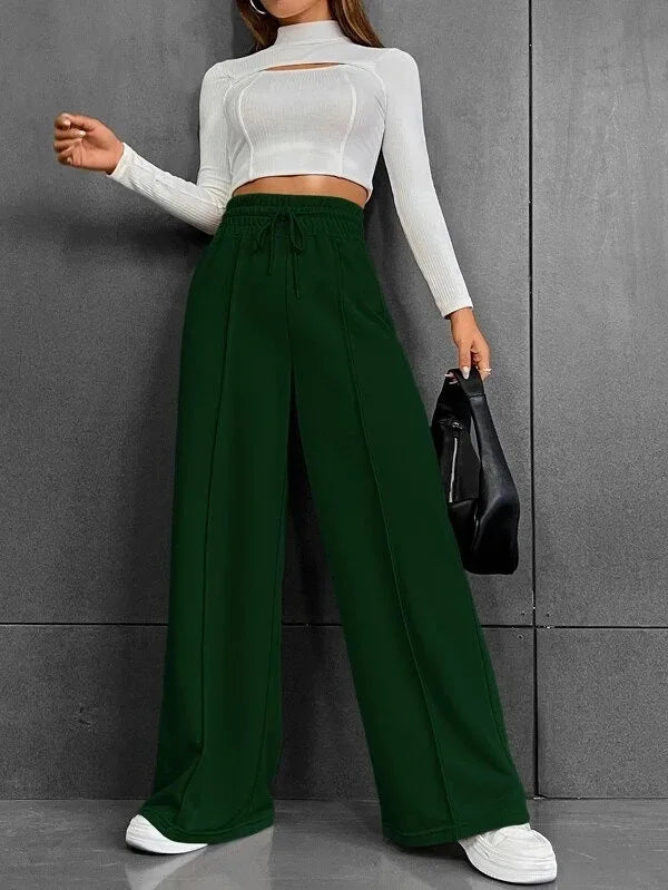 Women’s High-Waisted Lounge Pants – Lightweight Wide-Leg Trousers