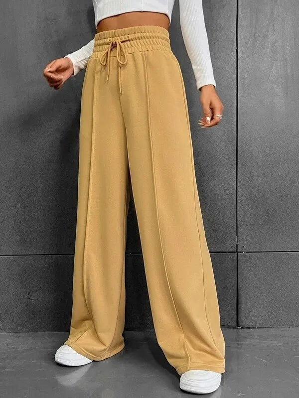 Women’s High-Waisted Lounge Pants – Lightweight Wide-Leg Trousers