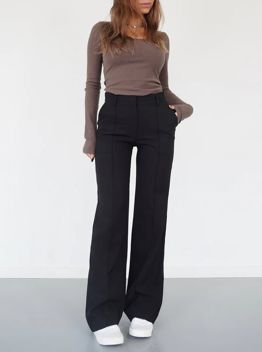 Women’s High-Waisted Straight-Leg Pants – Soft Stretch Trousers