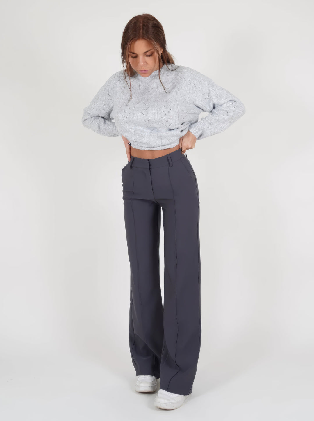 Women’s High-Waisted Straight-Leg Pants – Soft Stretch Trousers