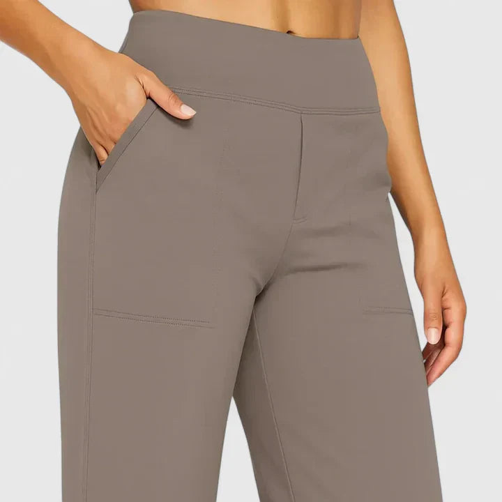 Women's High-Waisted Straight-Leg Trousers with Side Pockets