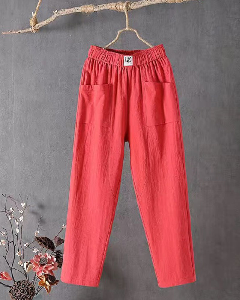 Women’s High-Waisted Trousers – Structured Fit with Elastic Waist