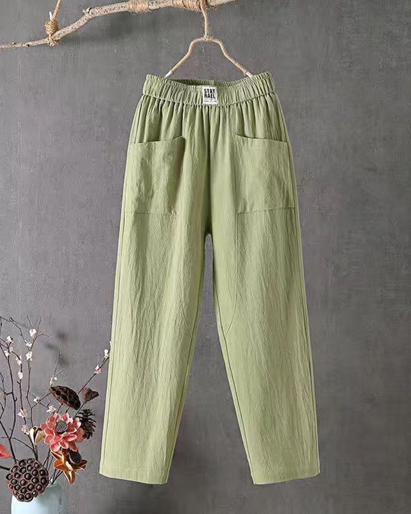 Women’s High-Waisted Trousers – Structured Fit with Elastic Waist