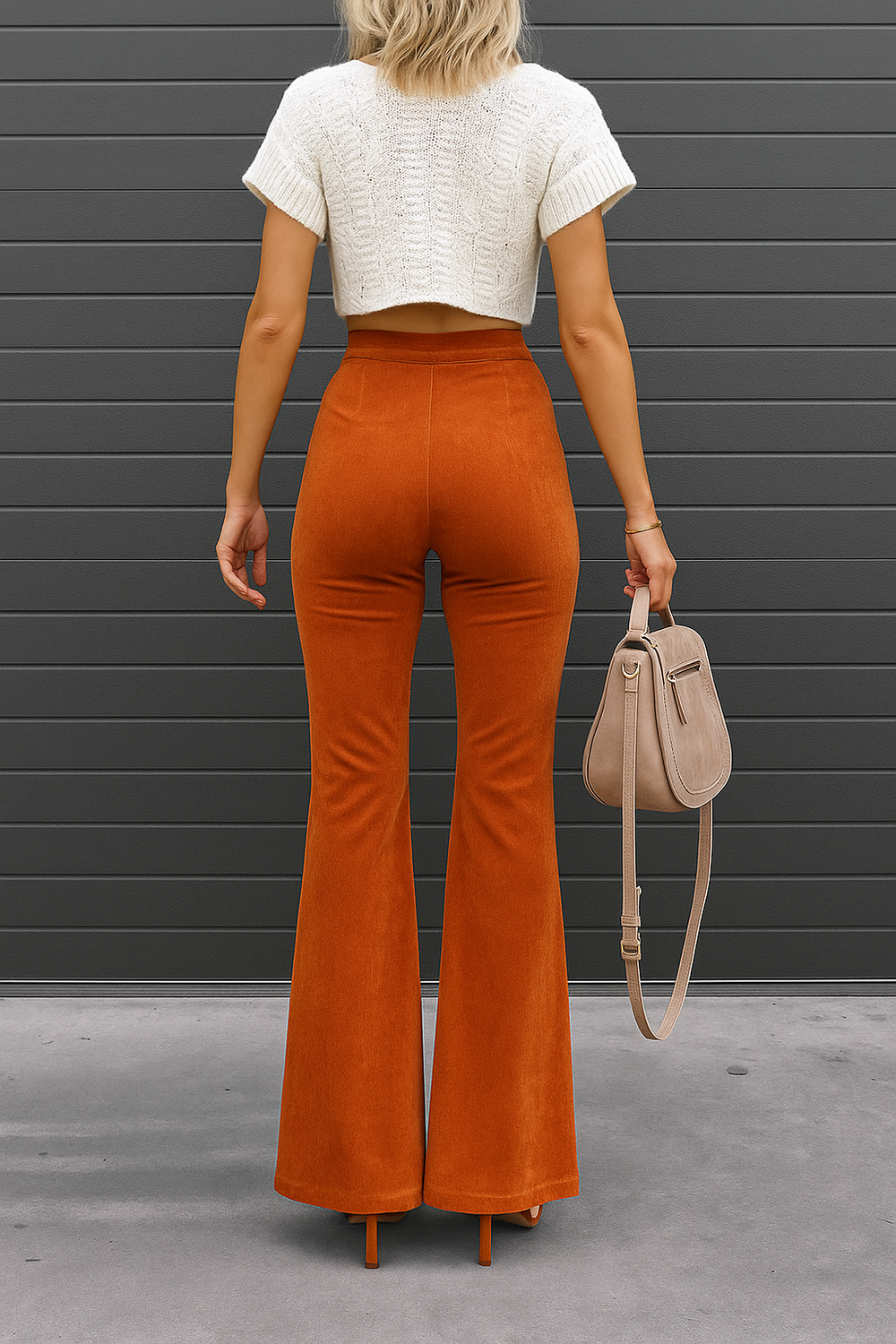 Women’s High-Waisted Velvet Pants – Elegant Wide-Leg Trousers