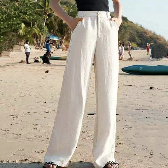 Women’s High-Waisted Wide-Leg Pants – Elegant Full-Length Trousers